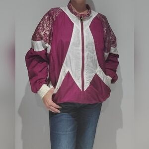 Vintage Fuschia 80s/90s windbreaker size  xl p2p 26"